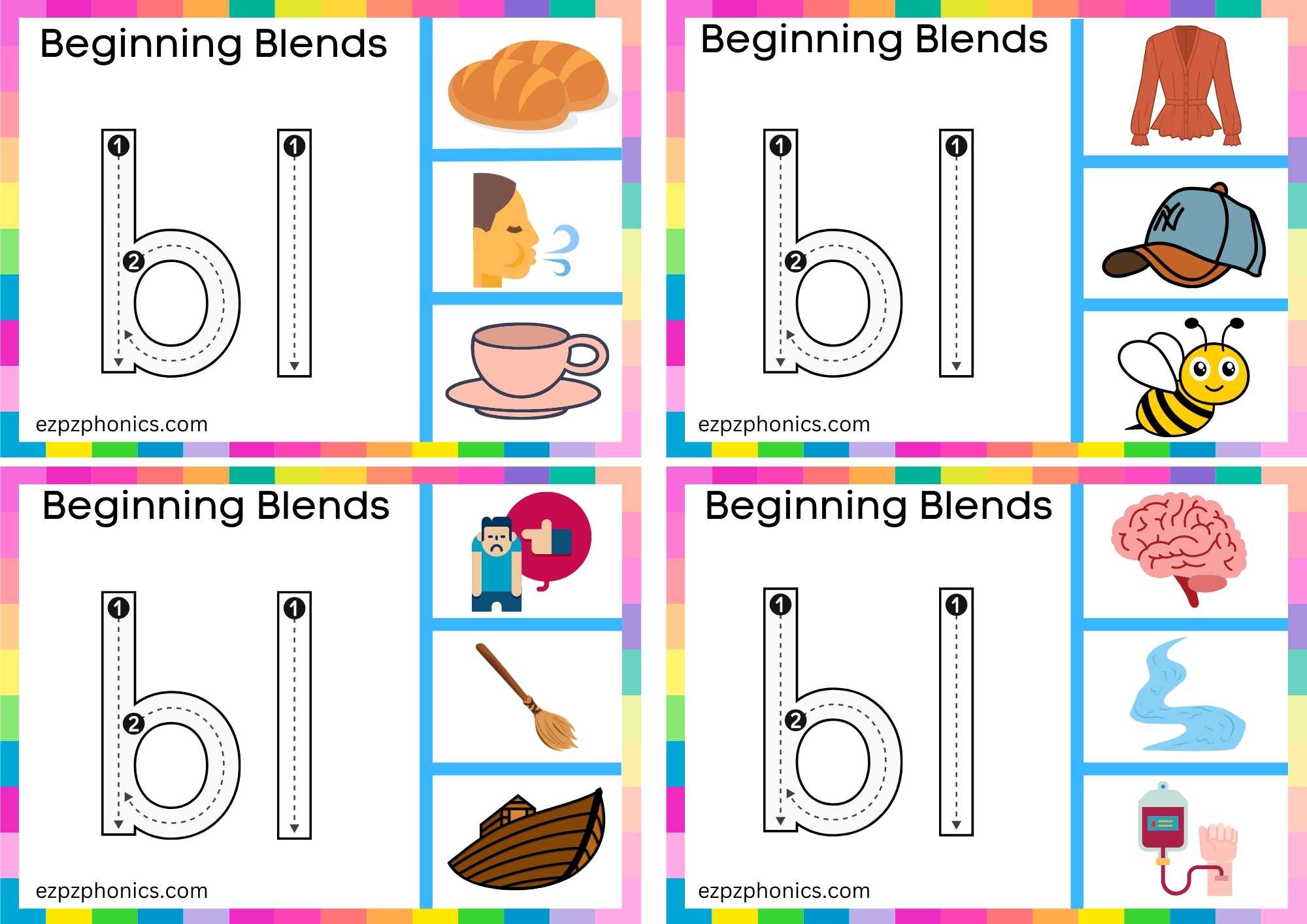 BL Beginning Blends Clip Cards Trace The Letters And Clip the Correct Image Set 2